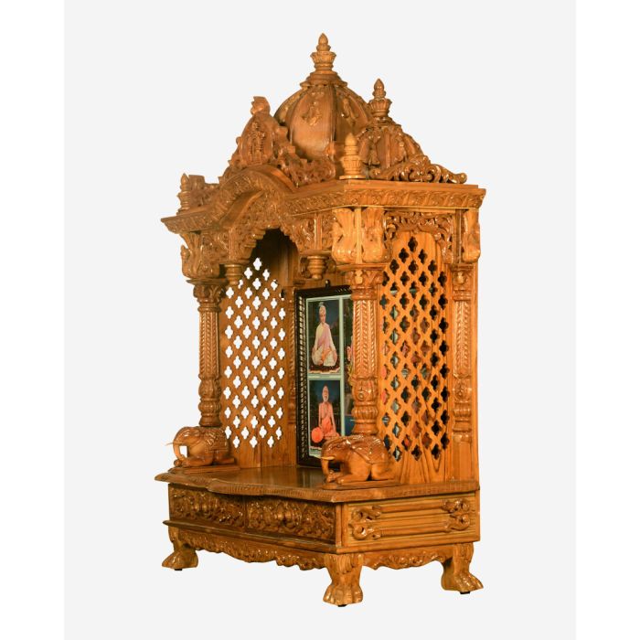 Wooden Mandir (Teak) - Natural Polish