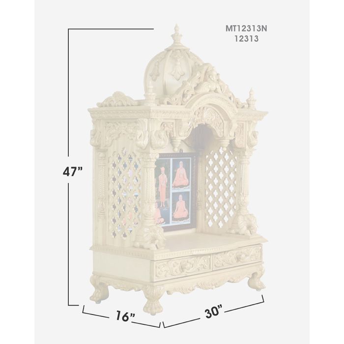 Wooden Mandir (Sevenwood) - Natural Polish