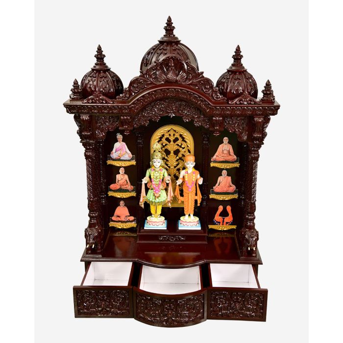 Wooden Mandir (Teak) - Cherry Polish