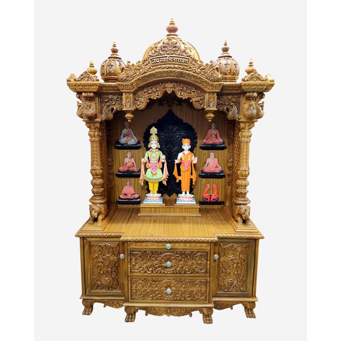 Wooden Mandir (Teak) - Natural Polish