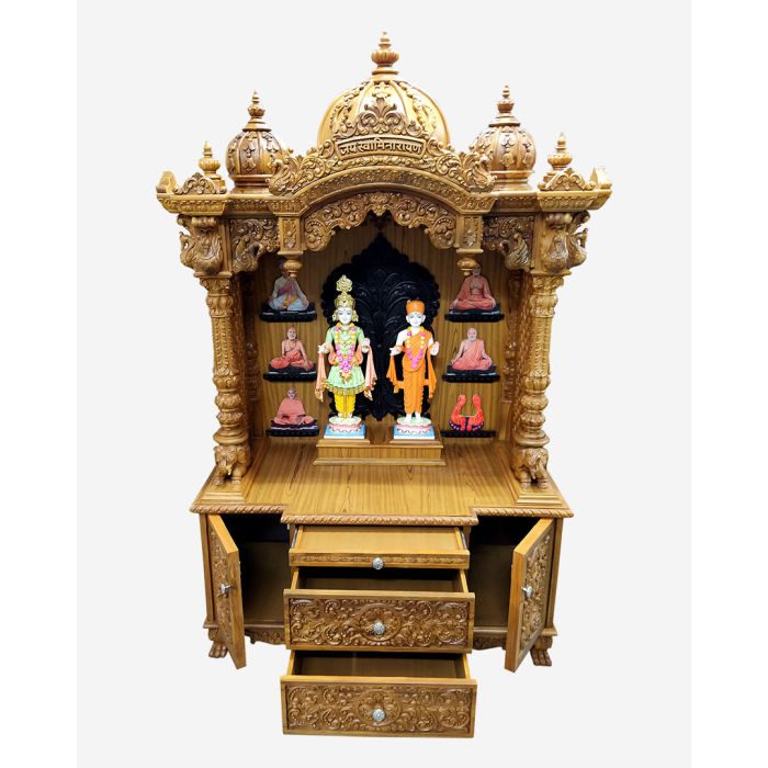 Wooden Mandir (Teak) - Natural Polish