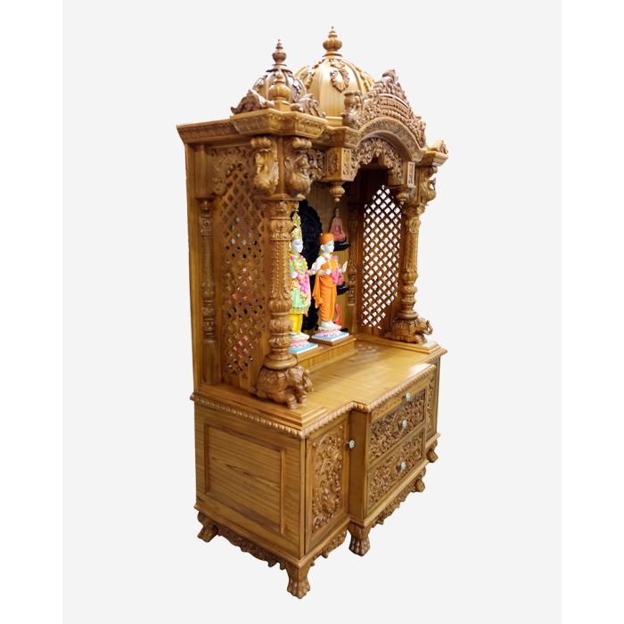 Wooden Mandir (Teak) - Natural Polish