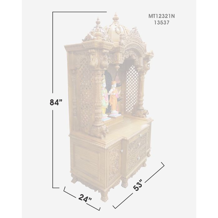 Wooden Mandir (Teak) - Natural Polish