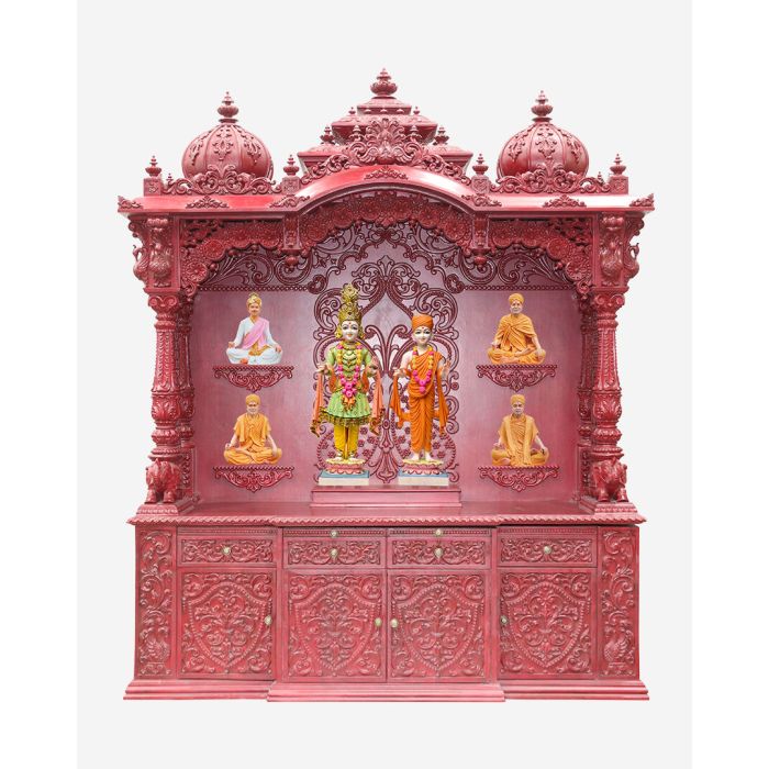 Wooden Mandir (Teak) - Cherry Polish