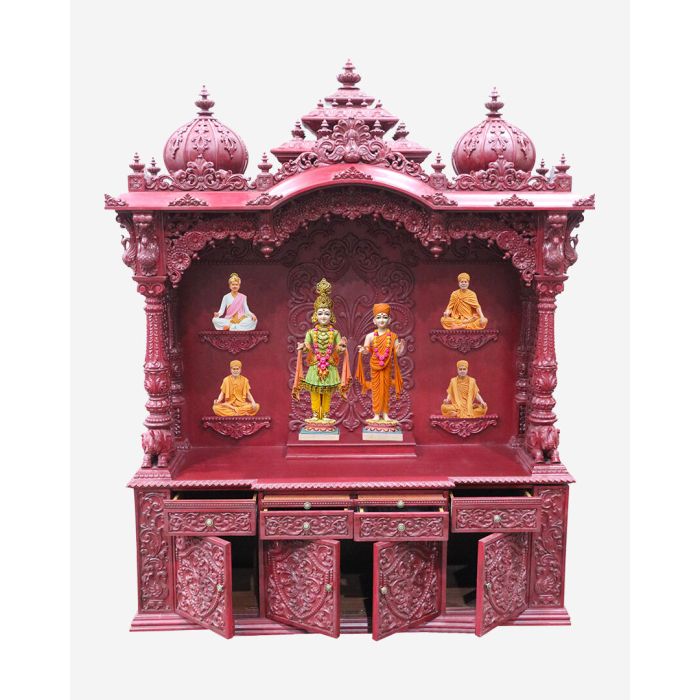 Wooden Mandir (Teak) - Cherry Polish