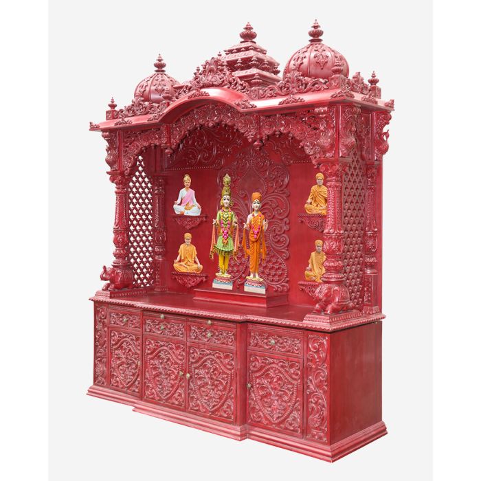 Wooden Mandir (Teak) - Cherry Polish