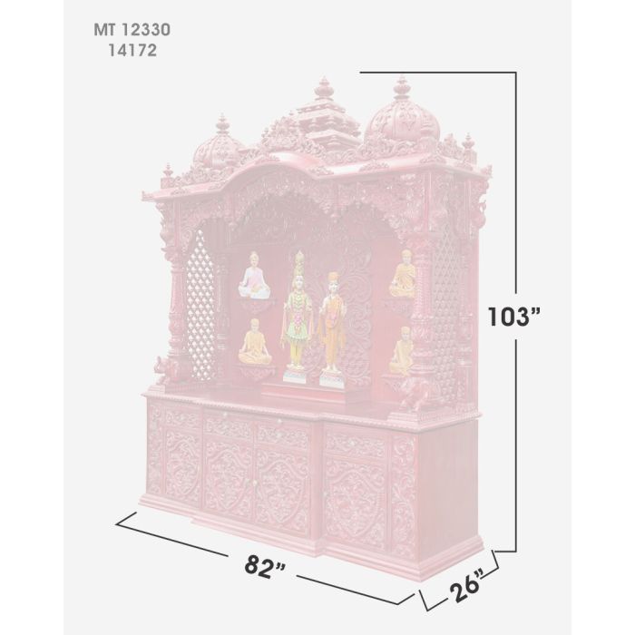 Wooden Mandir (Teak) - Cherry Polish