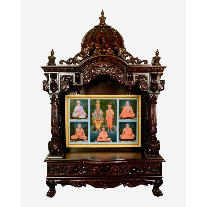 Wooden Mandir (Teak) - Cherry Polish