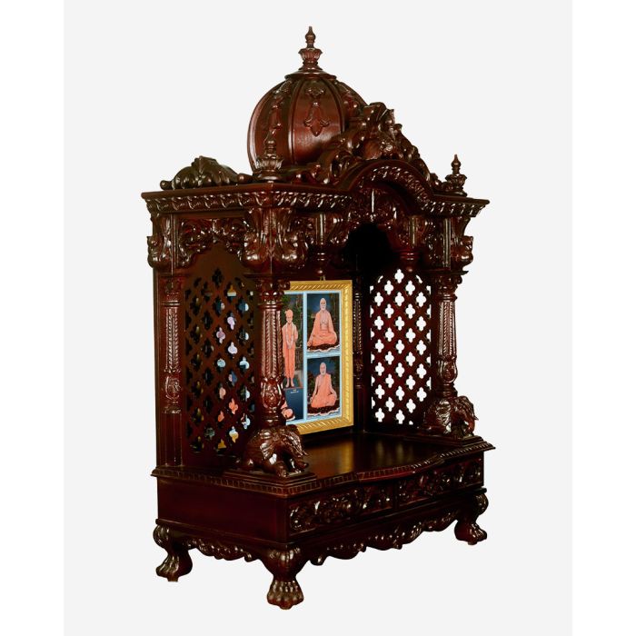 Wooden Mandir (Teak) - Cherry Polish