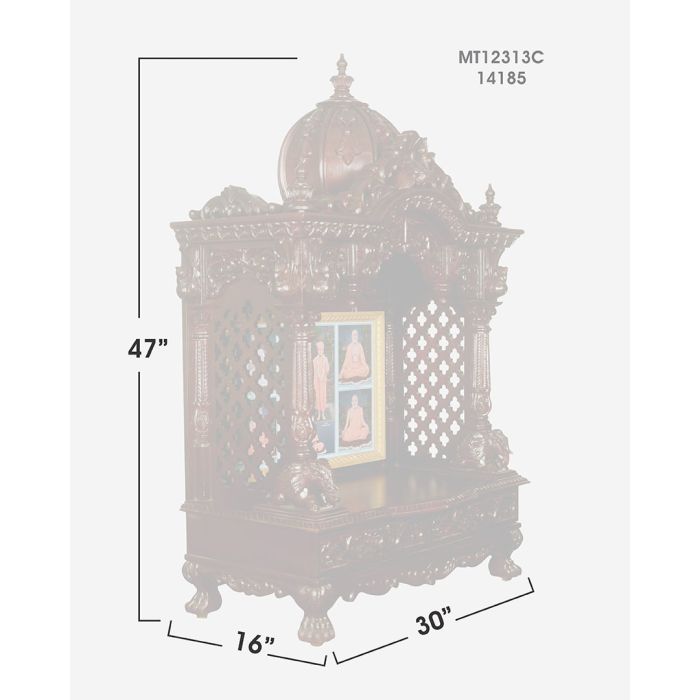 Wooden Mandir (Teak) - Cherry Polish