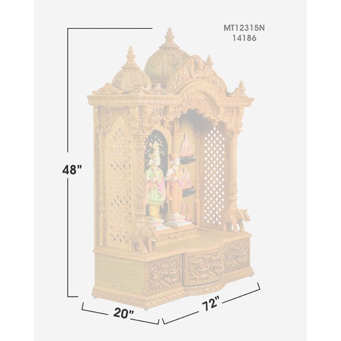 Wooden Mandir (Teak) - Natural Polish