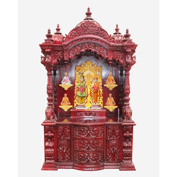 Wooden Mandir (Teak) - Cherry Polish