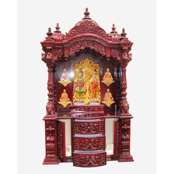 Wooden Mandir (Teak) - Cherry Polish