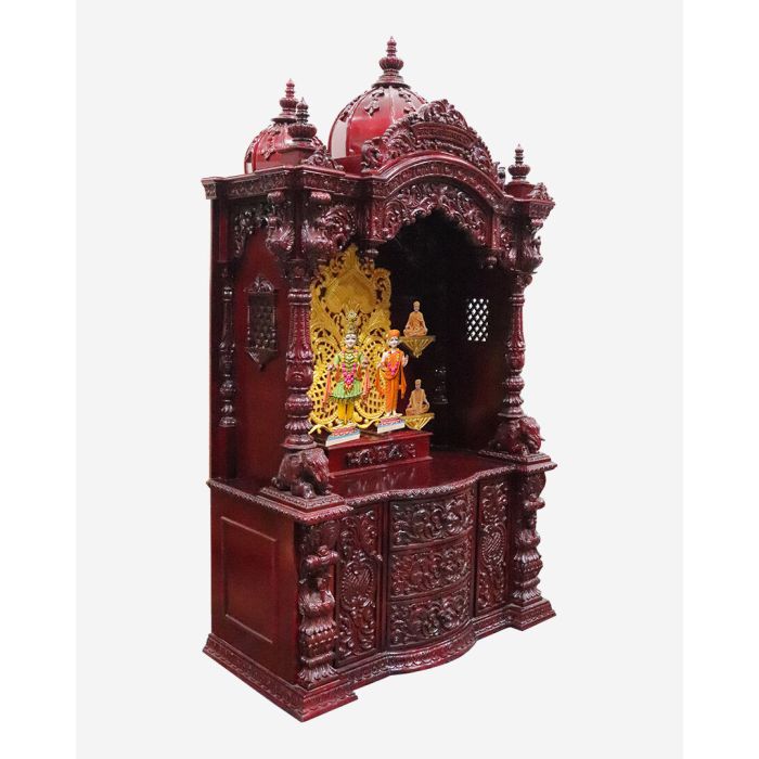 Wooden Mandir (Teak) - Cherry Polish