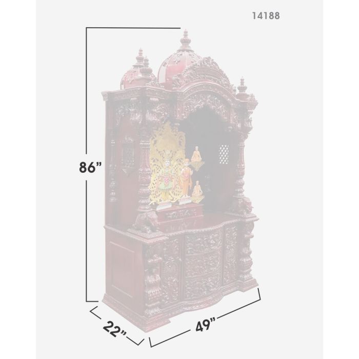 Wooden Mandir (Teak) - Cherry Polish