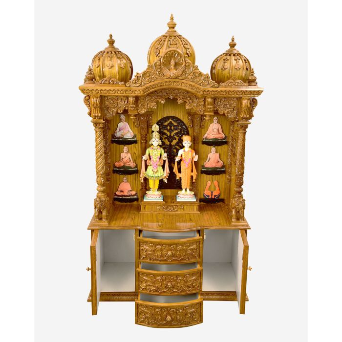 Wooden Mandir (Teak) - Natural Polish