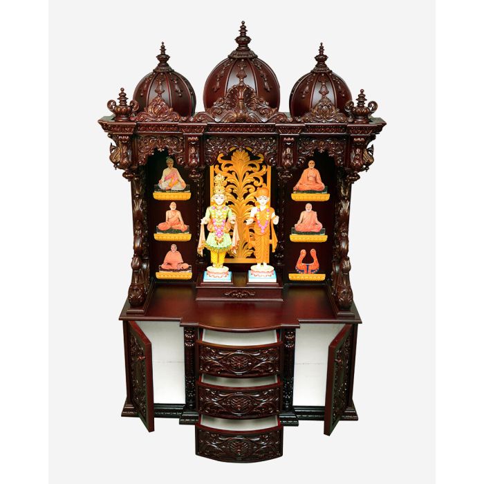 Wooden Mandir (Teak) - Cherry Polish