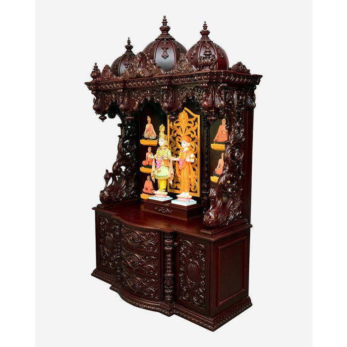 Wooden Mandir (Teak) - Cherry Polish