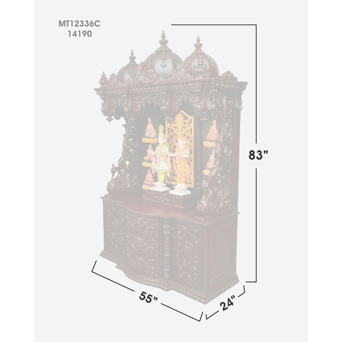 Wooden Mandir (Teak) - Cherry Polish