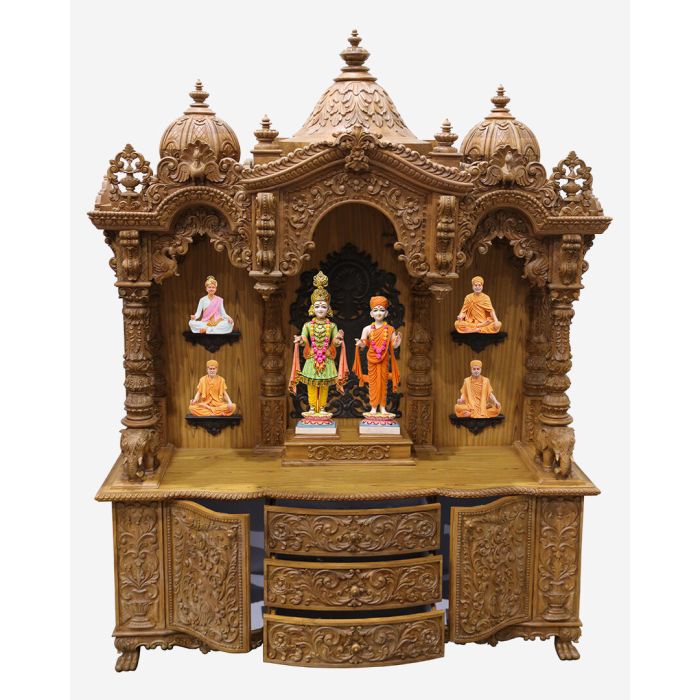 Wooden Mandir (Teak) - Natural Polish