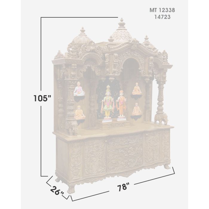 Wooden Mandir (Teak) - Natural Polish