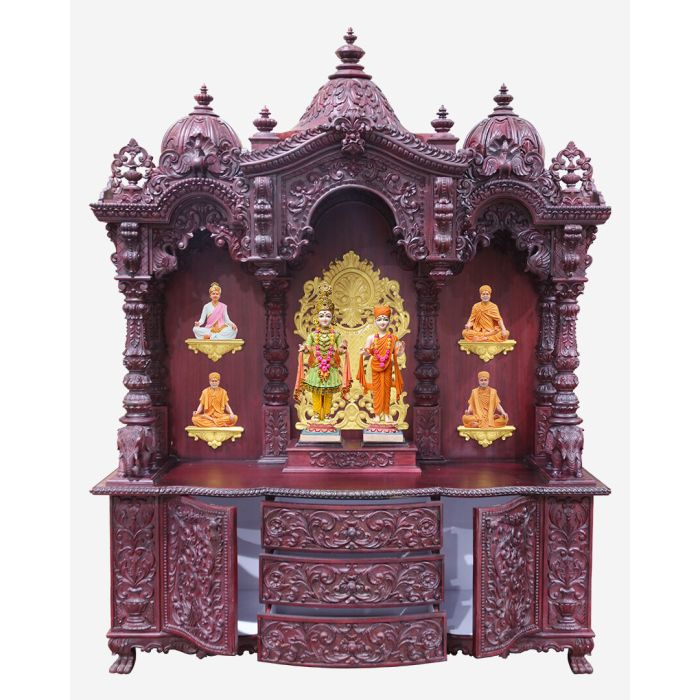 Wooden Mandir (Teak) - Cherry Polish