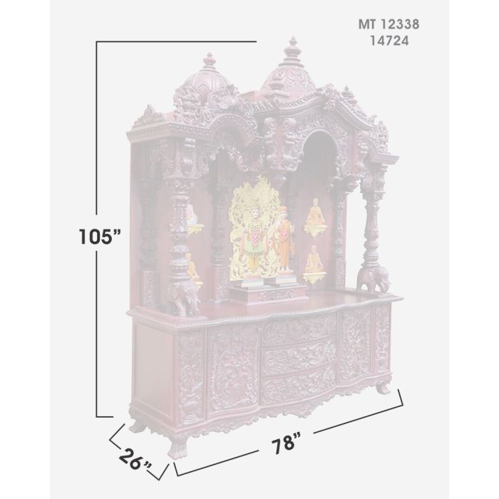 Wooden Mandir (Teak) - Cherry Polish