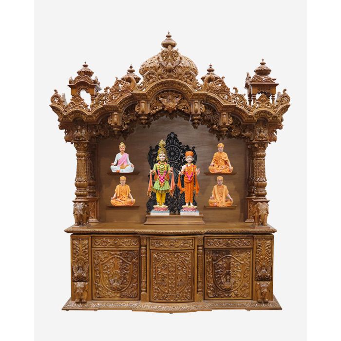 Wooden Mandir (Teak) - Natural Polish