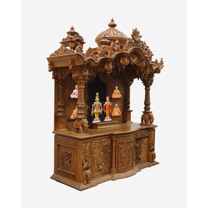 Wooden Mandir (Teak) - Natural Polish