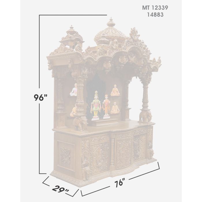 Wooden Mandir (Teak) - Natural Polish