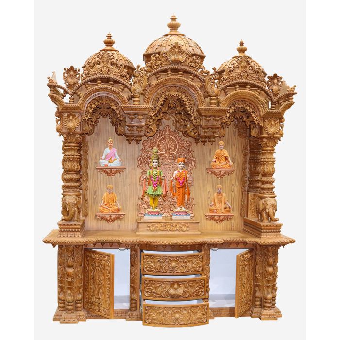 Wooden Mandir (Teak) - Natural Polish