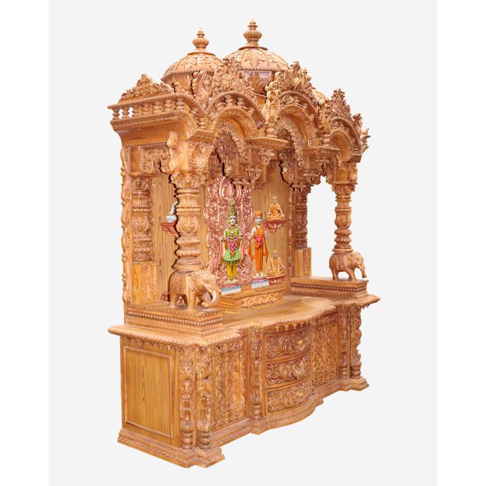 Wooden Mandir (Teak) - Natural Polish