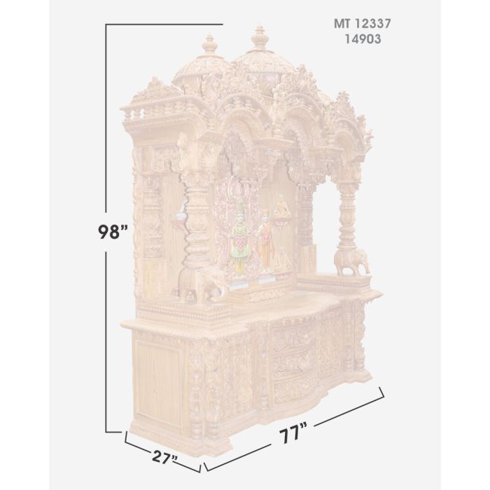Wooden Mandir (Teak) - Natural Polish