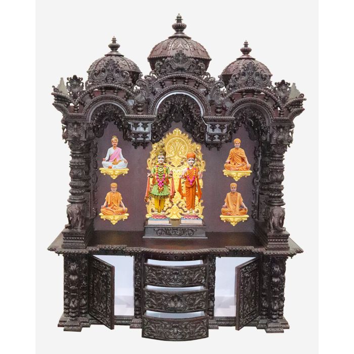 Wooden Mandir (Teak) - Cherry Polish
