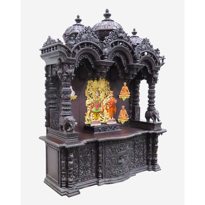 Wooden Mandir (Teak) - Cherry Polish