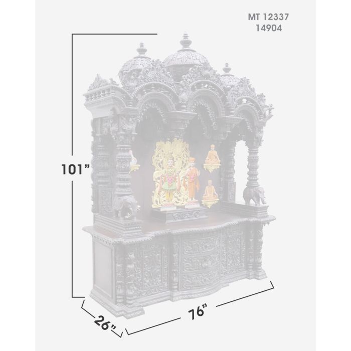 Wooden Mandir (Teak) - Cherry Polish