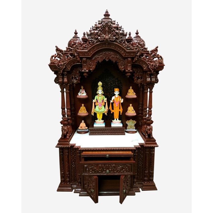 Wooden Mandir (Teak) - Cherry Polish