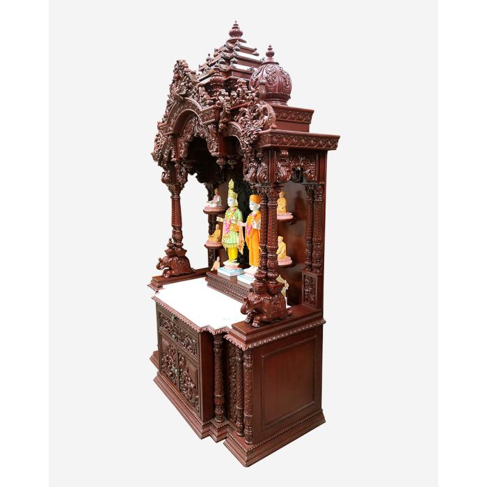 Wooden Mandir (Teak) - Cherry Polish