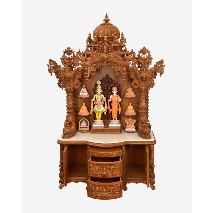 Wooden Mandir (Teak) - Natural Polish