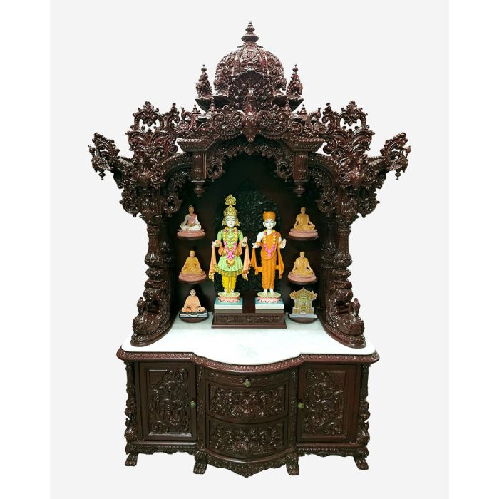 Wooden Mandir (Teak) - Cherry Polish