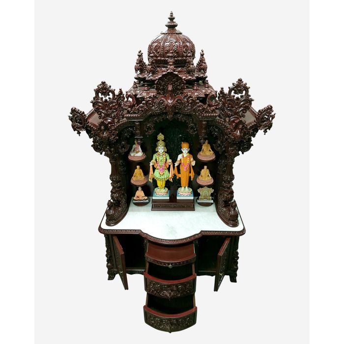 Wooden Mandir (Teak) - Cherry Polish