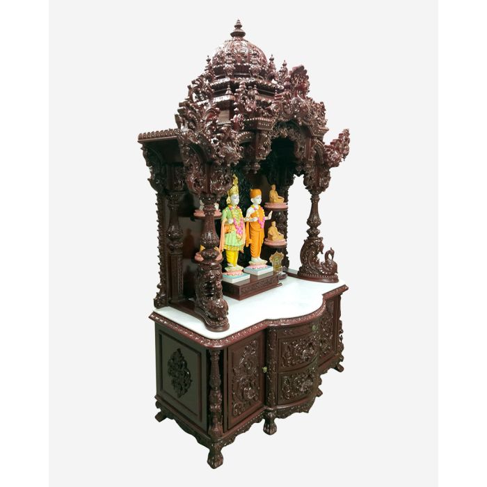 Wooden Mandir (Teak) - Cherry Polish