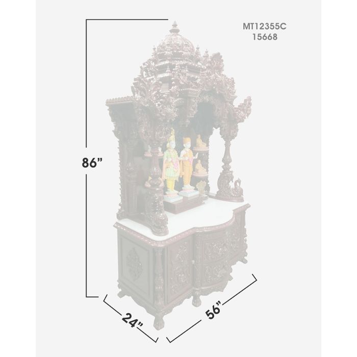Wooden Mandir (Teak) - Cherry Polish