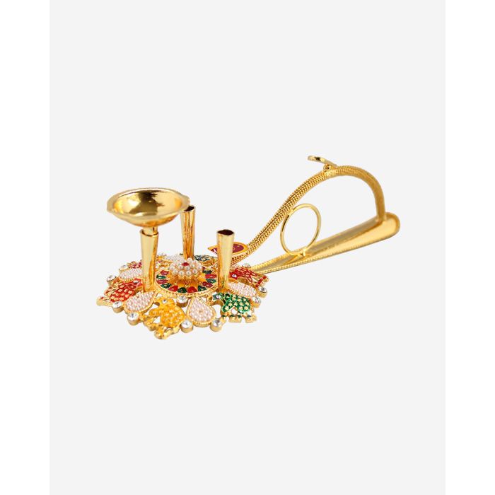 Decorative Aarti (Golden Color)(3 wicks)