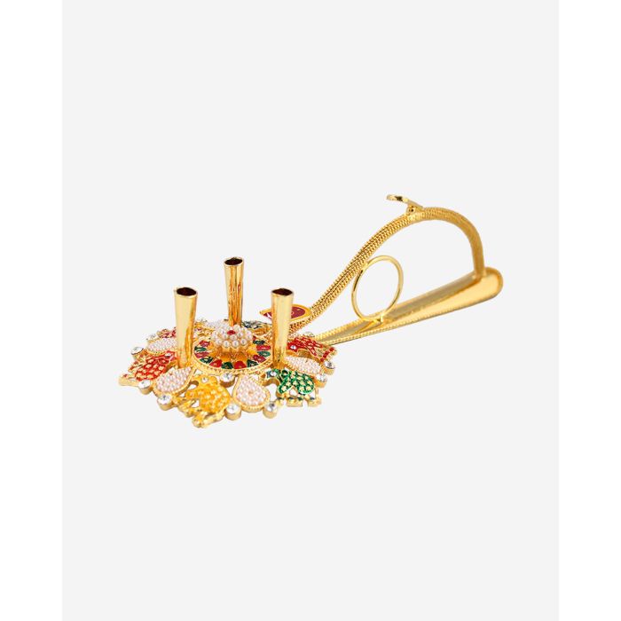 Decorative Aarti (Golden Color)(3 wicks)