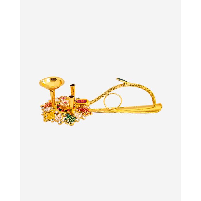 Decorative Aarti (Golden Color)(3 wicks)