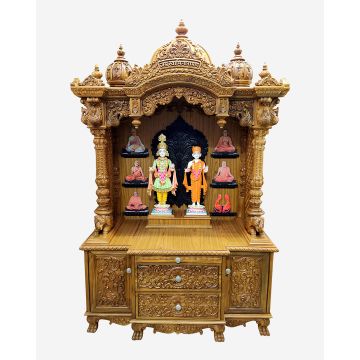 Wooden Mandir (Teak) - Natural Polish
