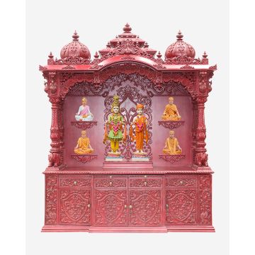 Wooden Mandir (Teak) - Cherry Polish