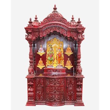 Wooden Mandir (Teak) - Cherry Polish