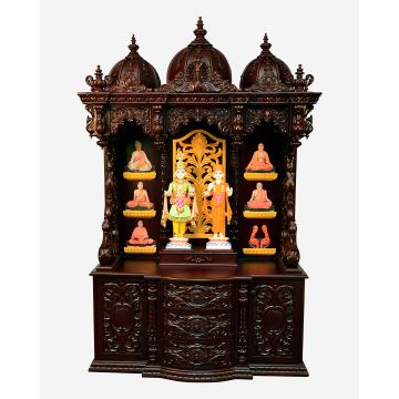 Wooden Mandir (Teak) - Cherry Polish